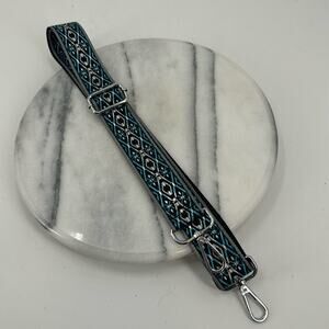 NWT blue and silver print purse strap